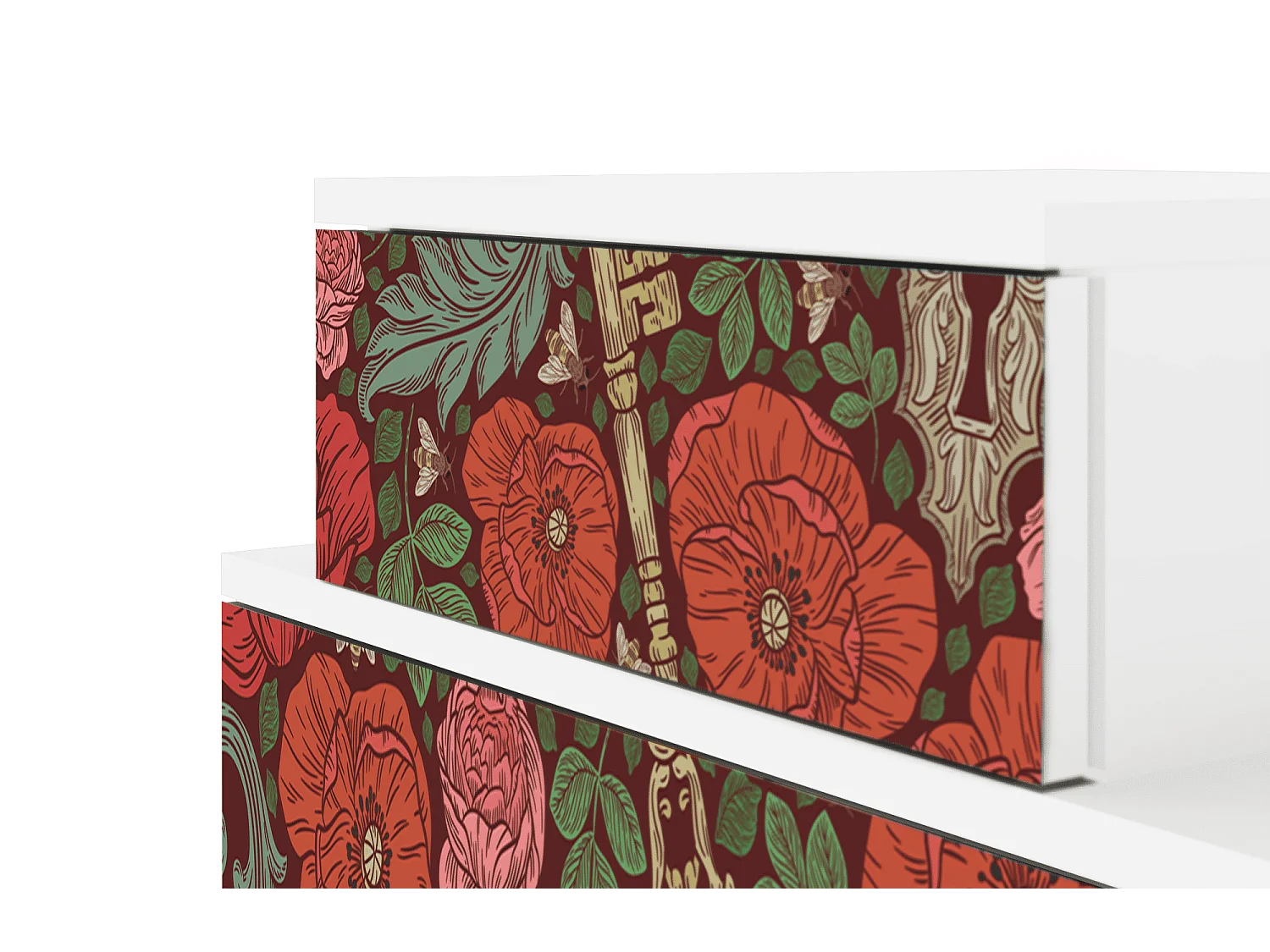 Stolik nocny - 58х58х41 cm - NS1 - Poppy Garden, Biały