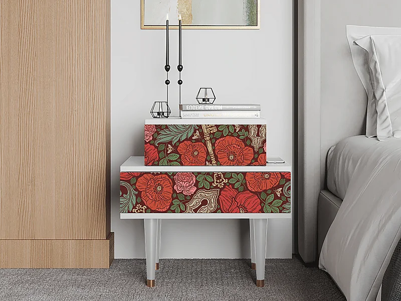 Stolik nocny - 58х58х41 cm - NS1 - Poppy Garden, Biały