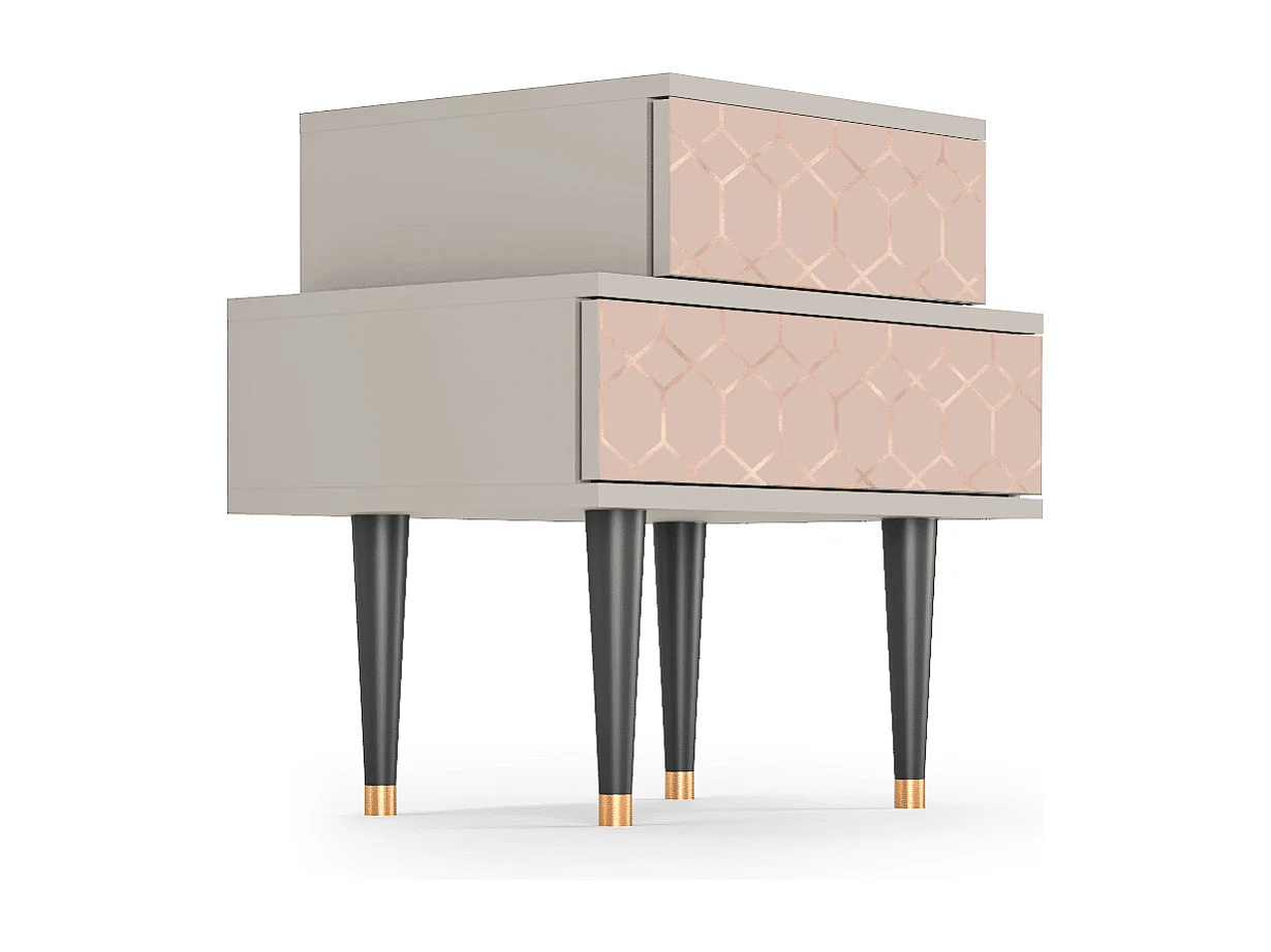 Stolik nocny - 58х58х41 cm - NS1 - Rose Honeycomb, Piaskowy