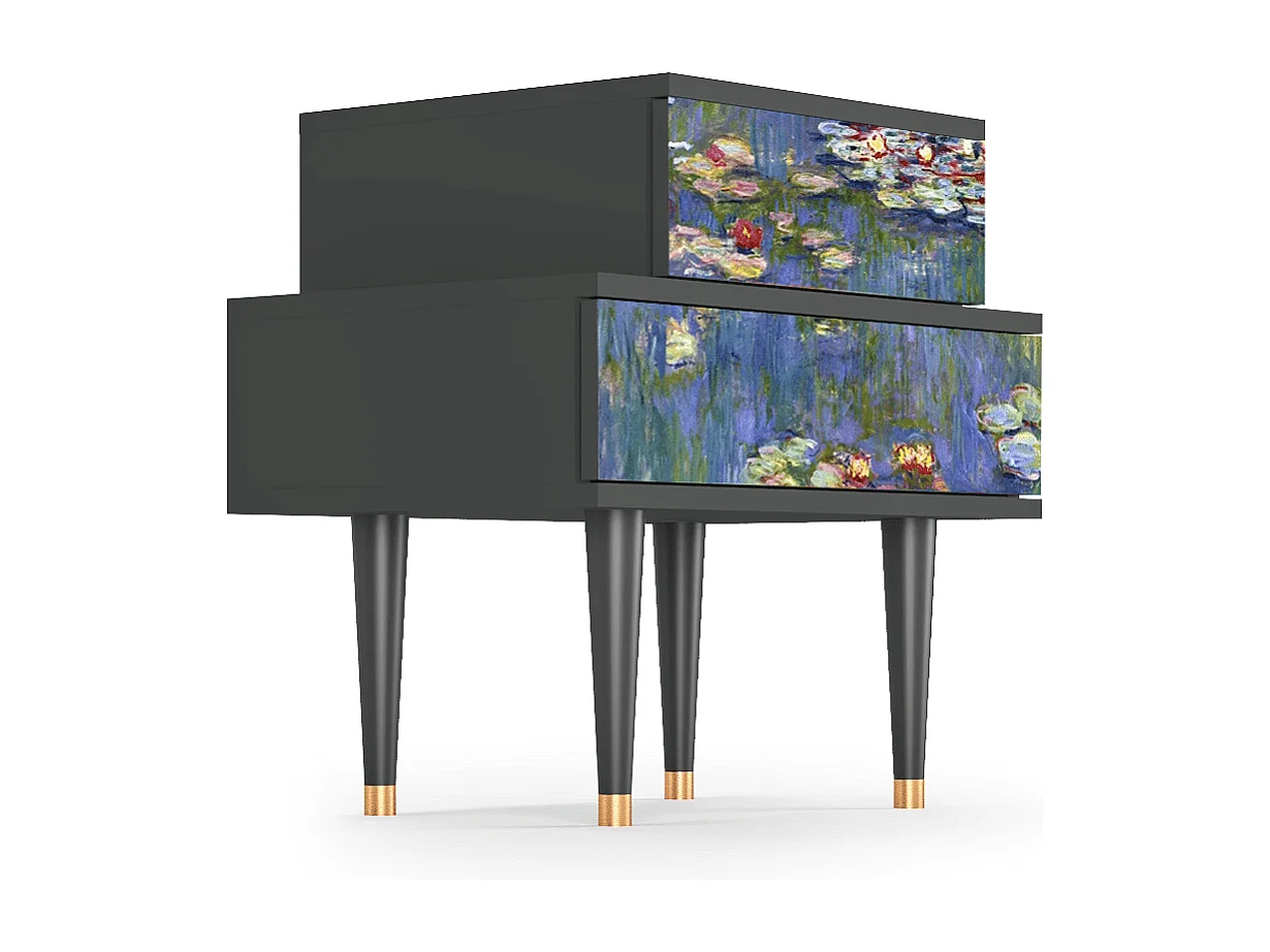 Comodino - 58х58х41 cm - NS1 - The water lily pond  , Antracite