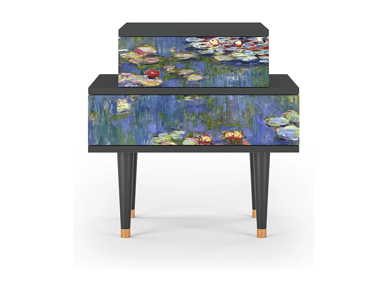 Nachtkastje - 58х58х41 cm - NS1 - The water lily pond  , Antraciet