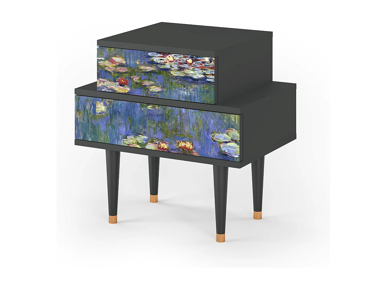 Nachtkastje - 58х58х41 cm - NS1 - The water lily pond  , Antraciet