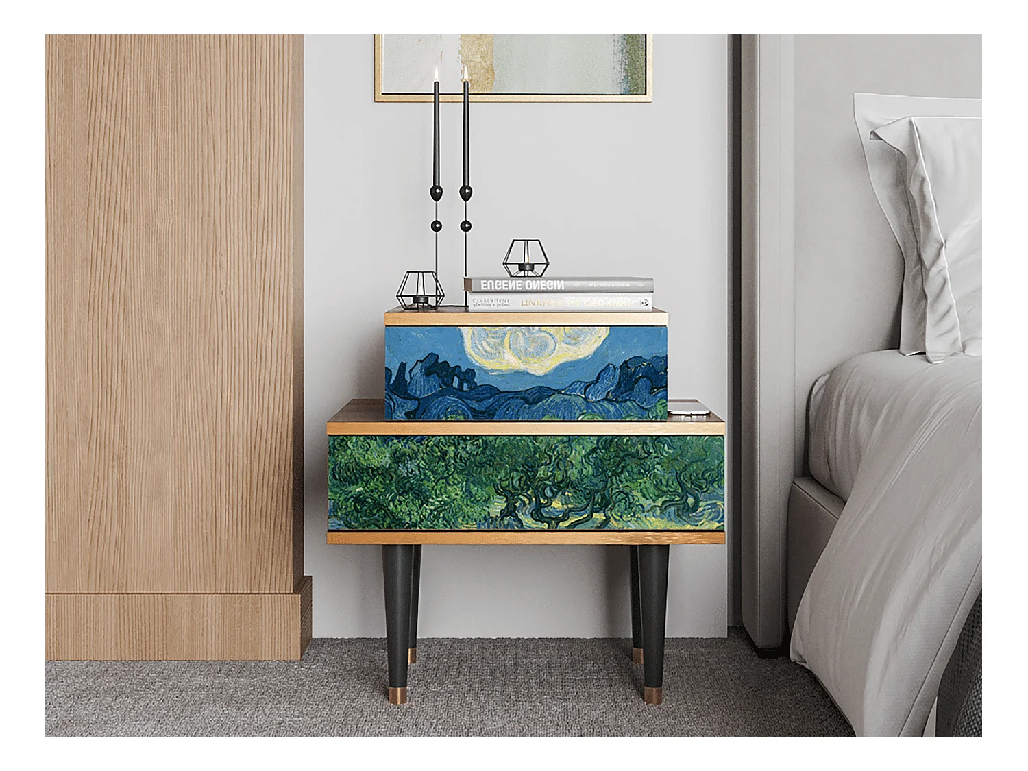 Table de nuit - 58х58х41 cm - NS1 - The Oil Trees, Noyer