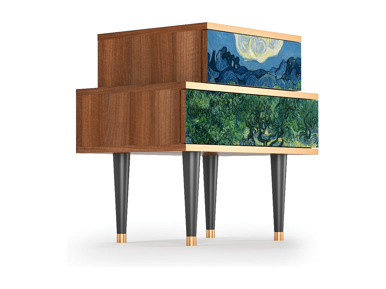 Mesita de noche - 58х58х41 cm - NS1 - The Oil Trees, Nogal