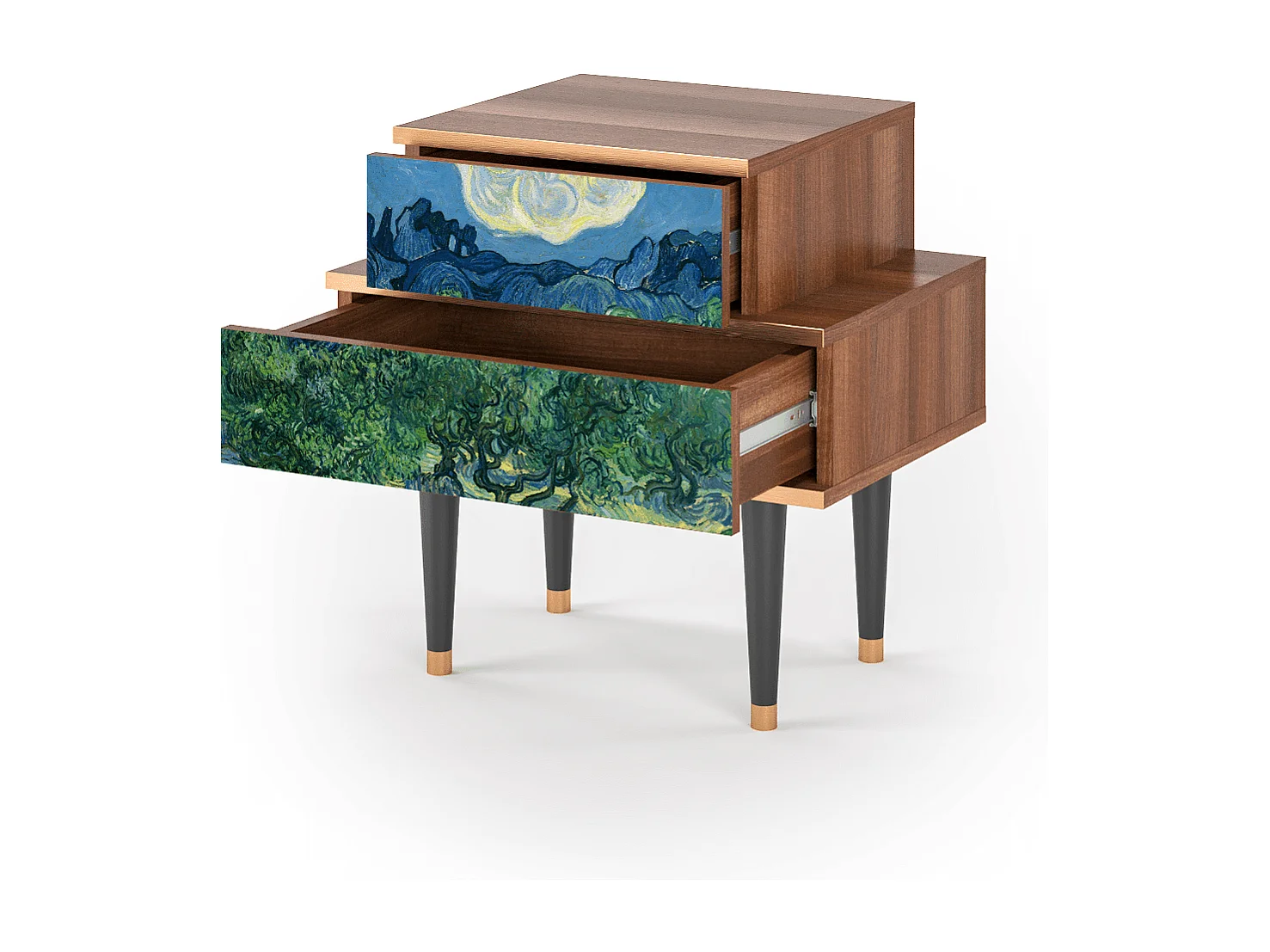 Mesita de noche - 58х58х41 cm - NS1 - The Oil Trees, Nogal