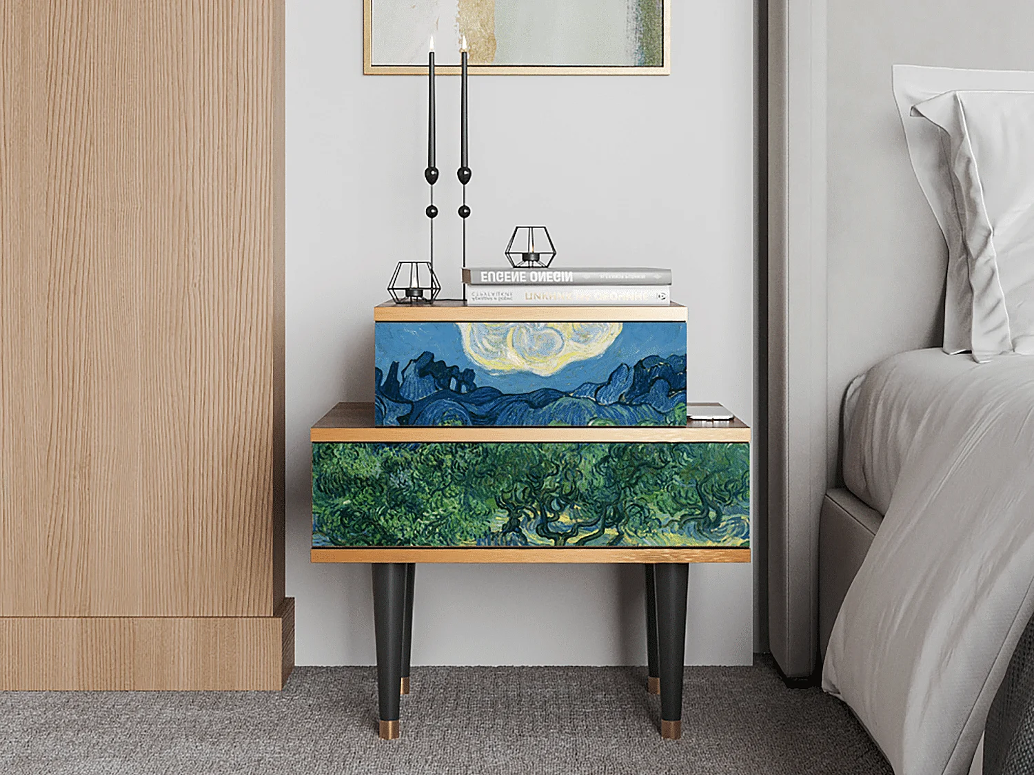 Stolik nocny - 58х58х41 cm - NS1 - The Oil Trees, Orzech