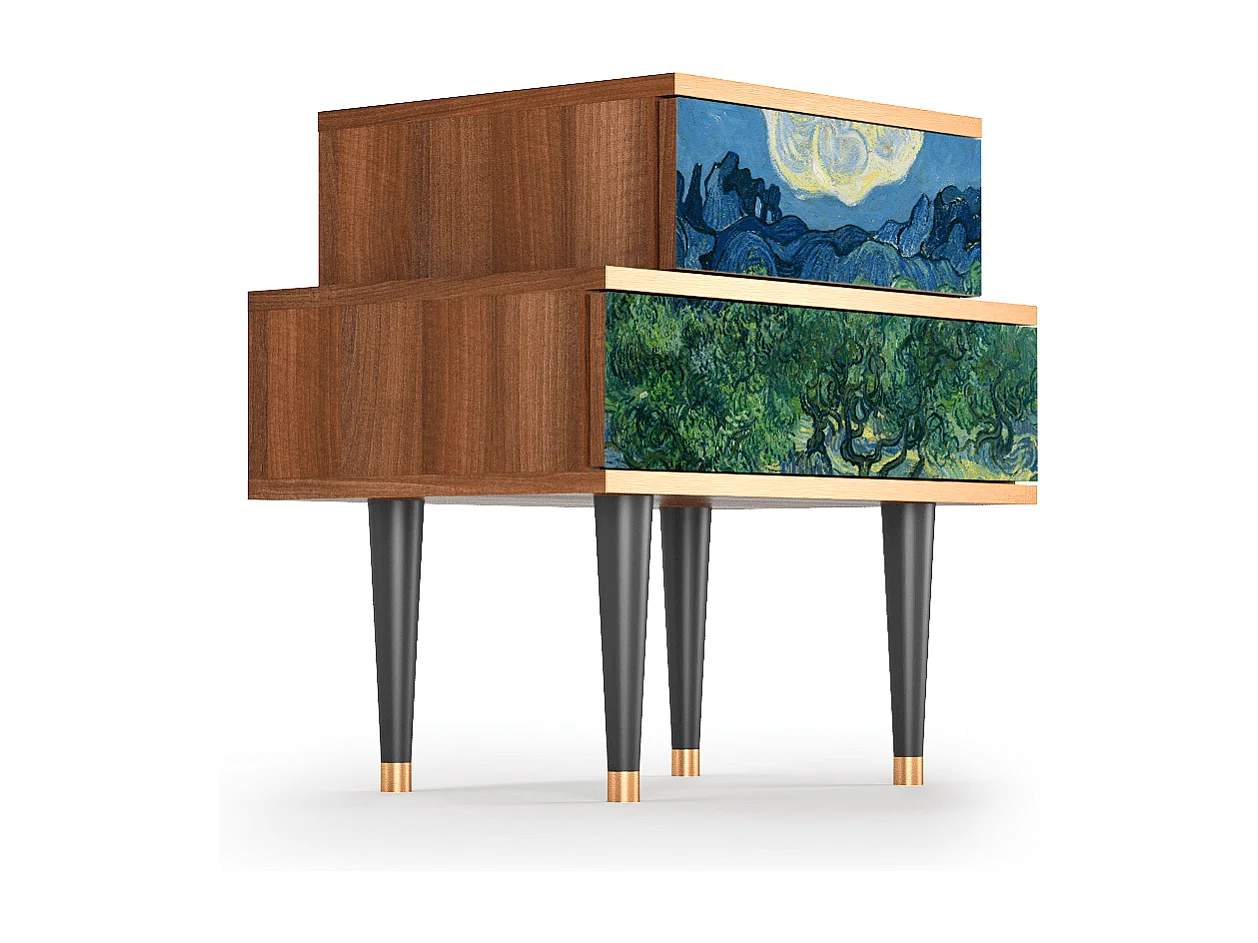 Stolik nocny - 58х58х41 cm - NS1 - The Oil Trees, Orzech