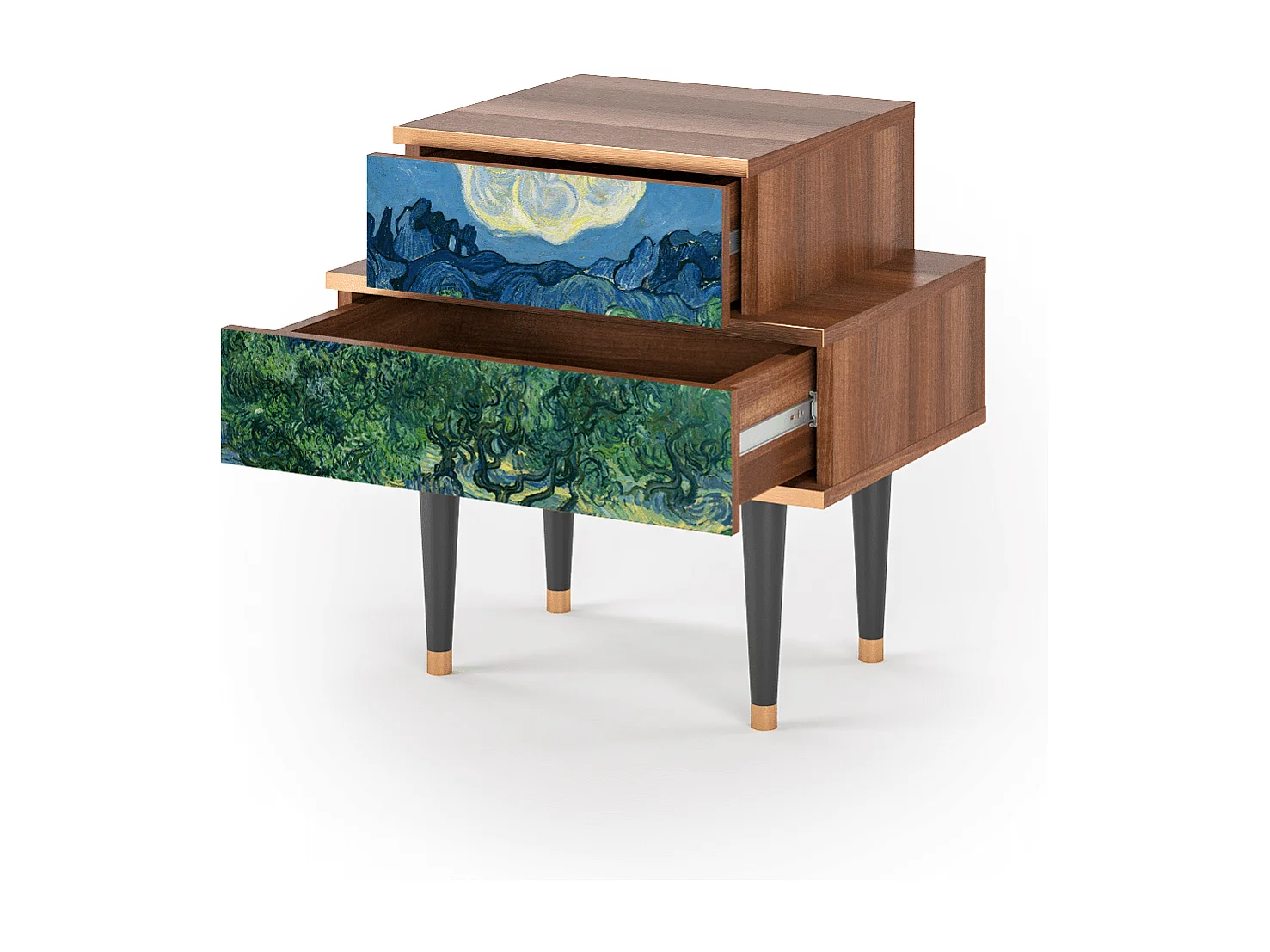 Stolik nocny - 58х58х41 cm - NS1 - The Oil Trees, Orzech