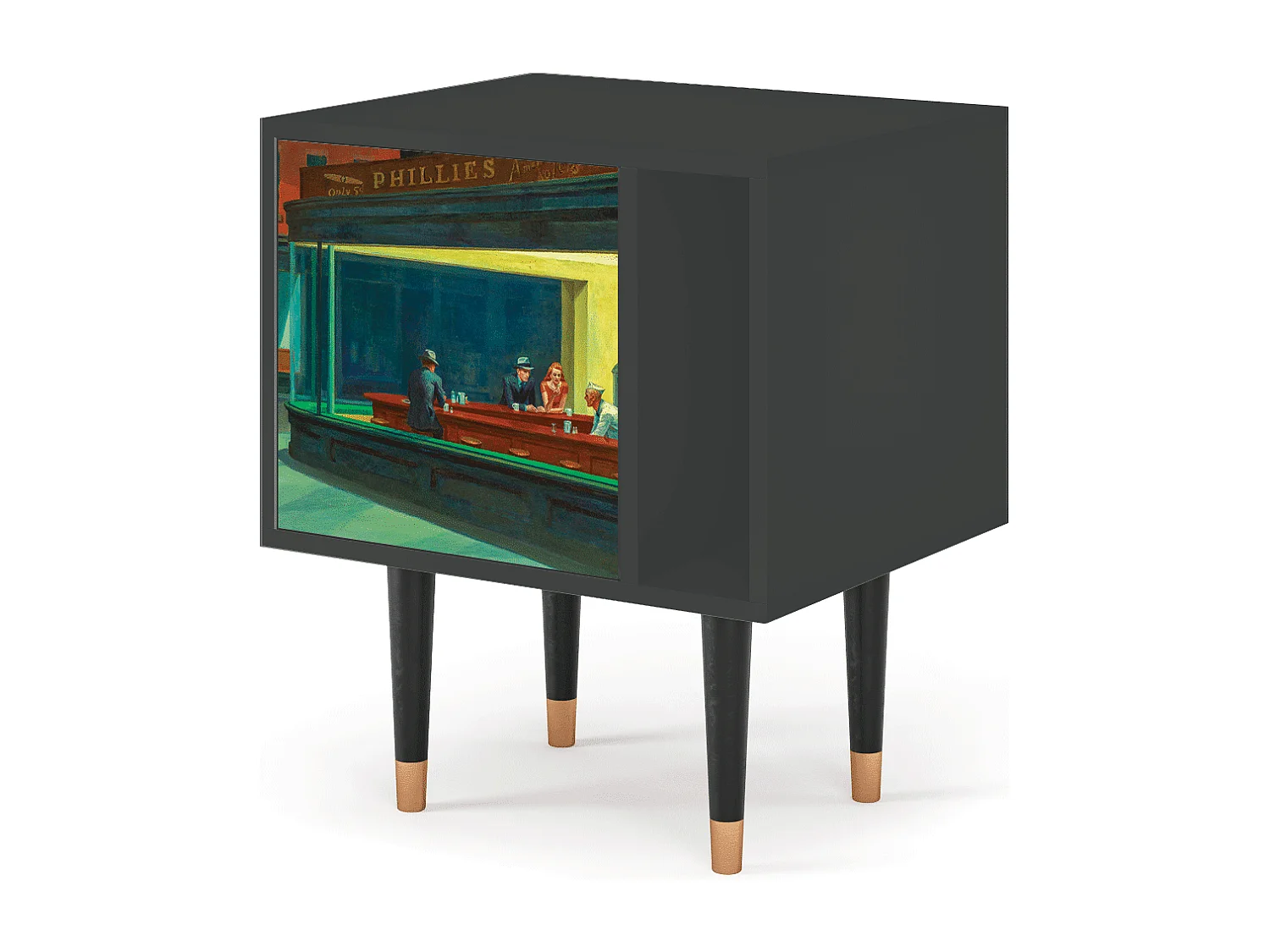 Stolik nocny - 57х69х48 cm - S2 - Nighthawks by Hopper, Antracyt