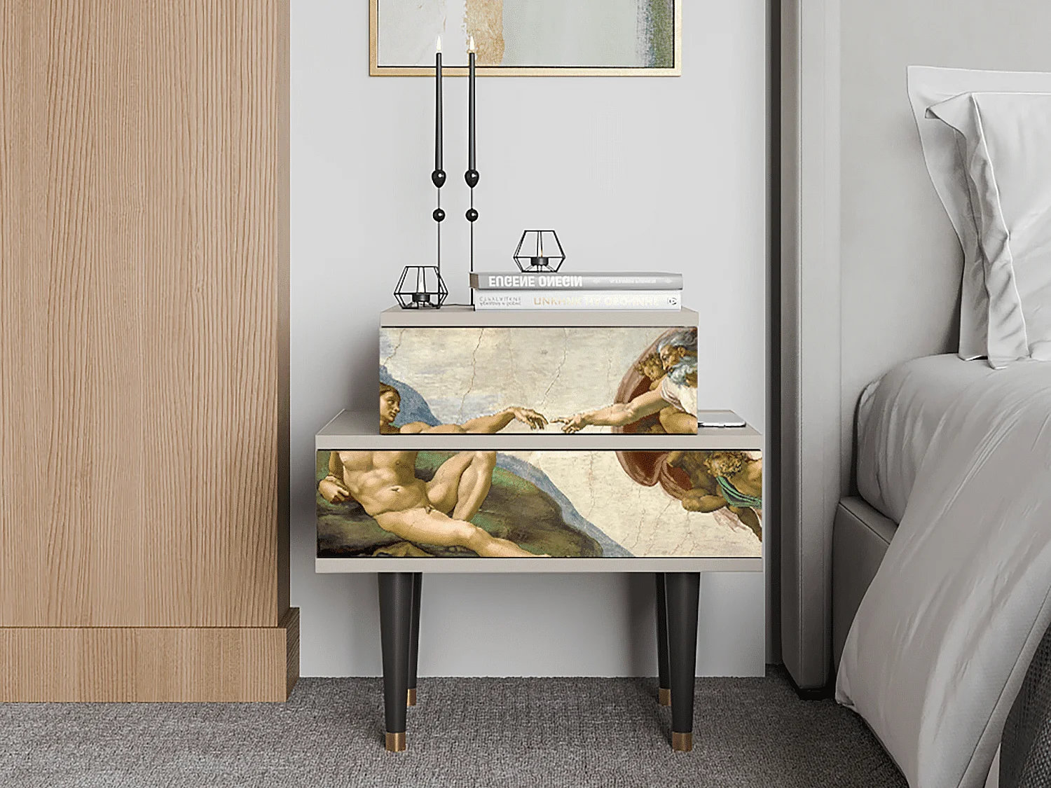 Comodino - 58х58х41 cm - NS1 - The Creation of Adam, Sabbia