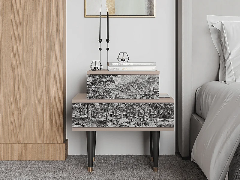 Nachtkastje - 58х58х41 cm - NS1 - Rusticorum, Latte