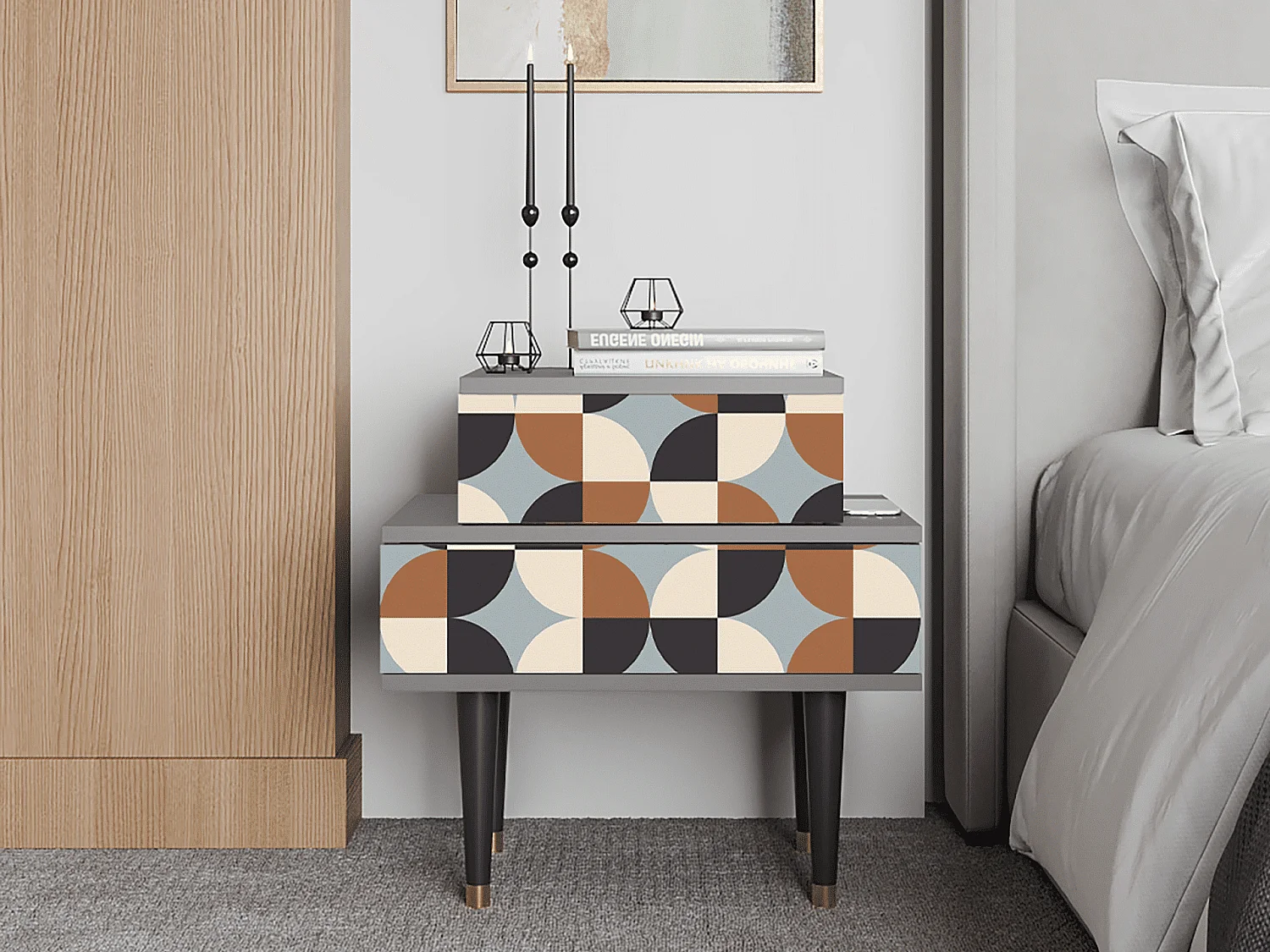 Table de nuit - 58х58х41 cm - NS1 - Brown Sensation, Gris