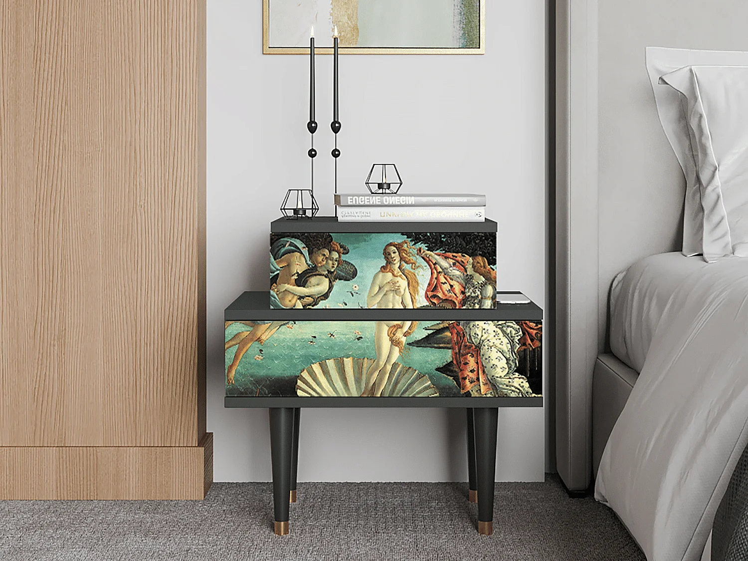 Table de nuit - 58х58х41 cm - NS1 - The Birth of Venus, Anthracite