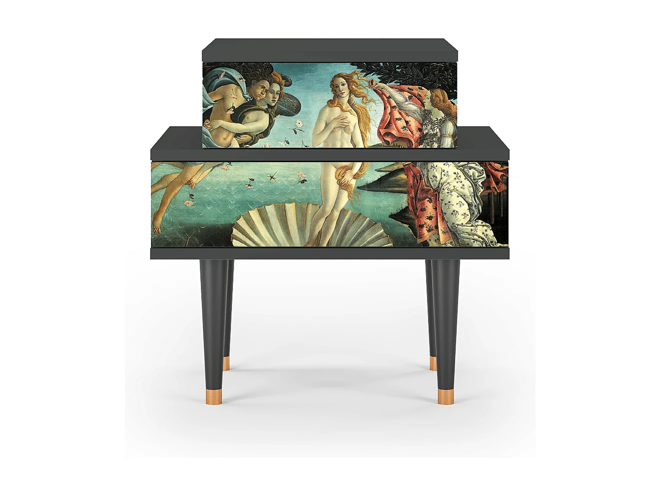 Stolik nocny - 58х58х41 cm - NS1 - The Birth of Venus, Antracyt