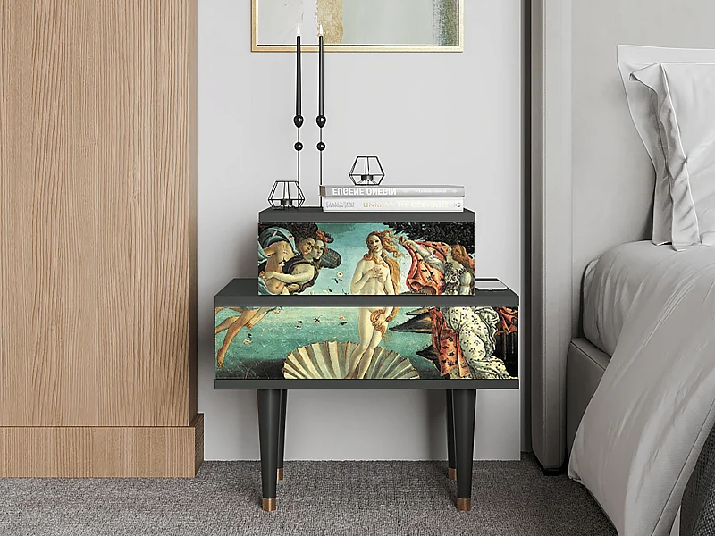 Stolik nocny - 58х58х41 cm - NS1 - The Birth of Venus, Antracyt