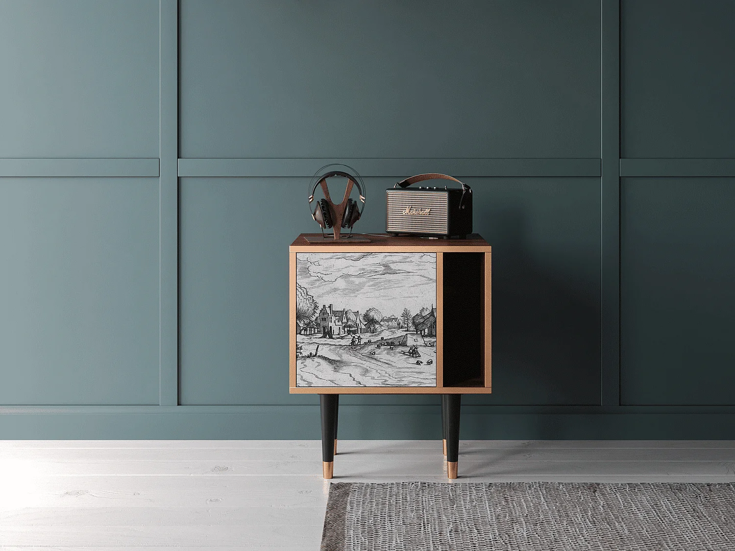 Table de nuit - 57х69х48 cm - S2 - Country Village, Noyer