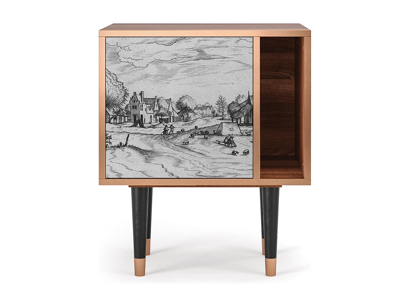 Table de nuit - 57х69х48 cm - S2 - Country Village, Noyer