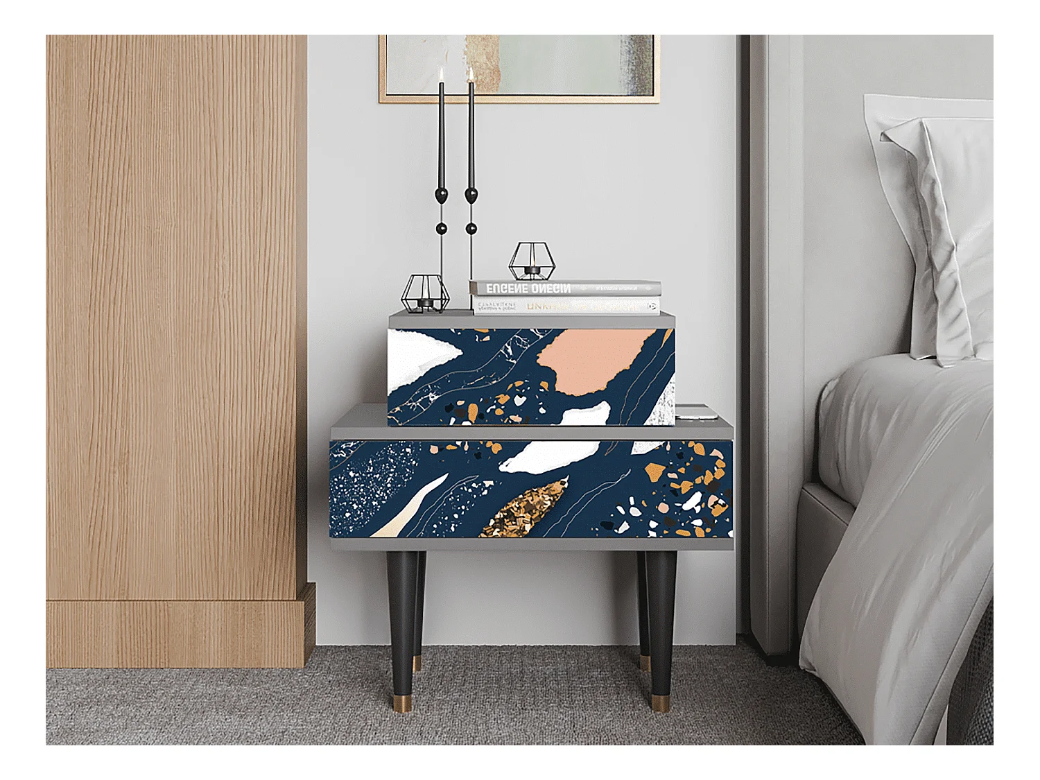 Table de nuit - 58х58х41 cm - NS1 - Nude Iceberg, Gris