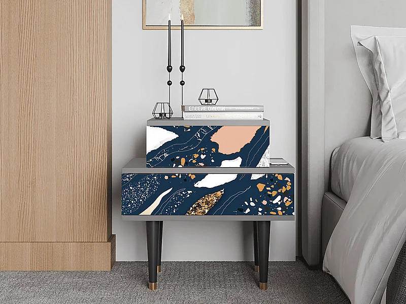 Stolik nocny - 58х58х41 cm - NS1 - Nude Iceberg, Szary