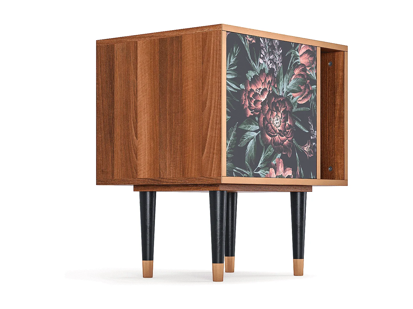 Table de nuit - 57х69х48 cm - S2 - Dark Peonies, Noyer