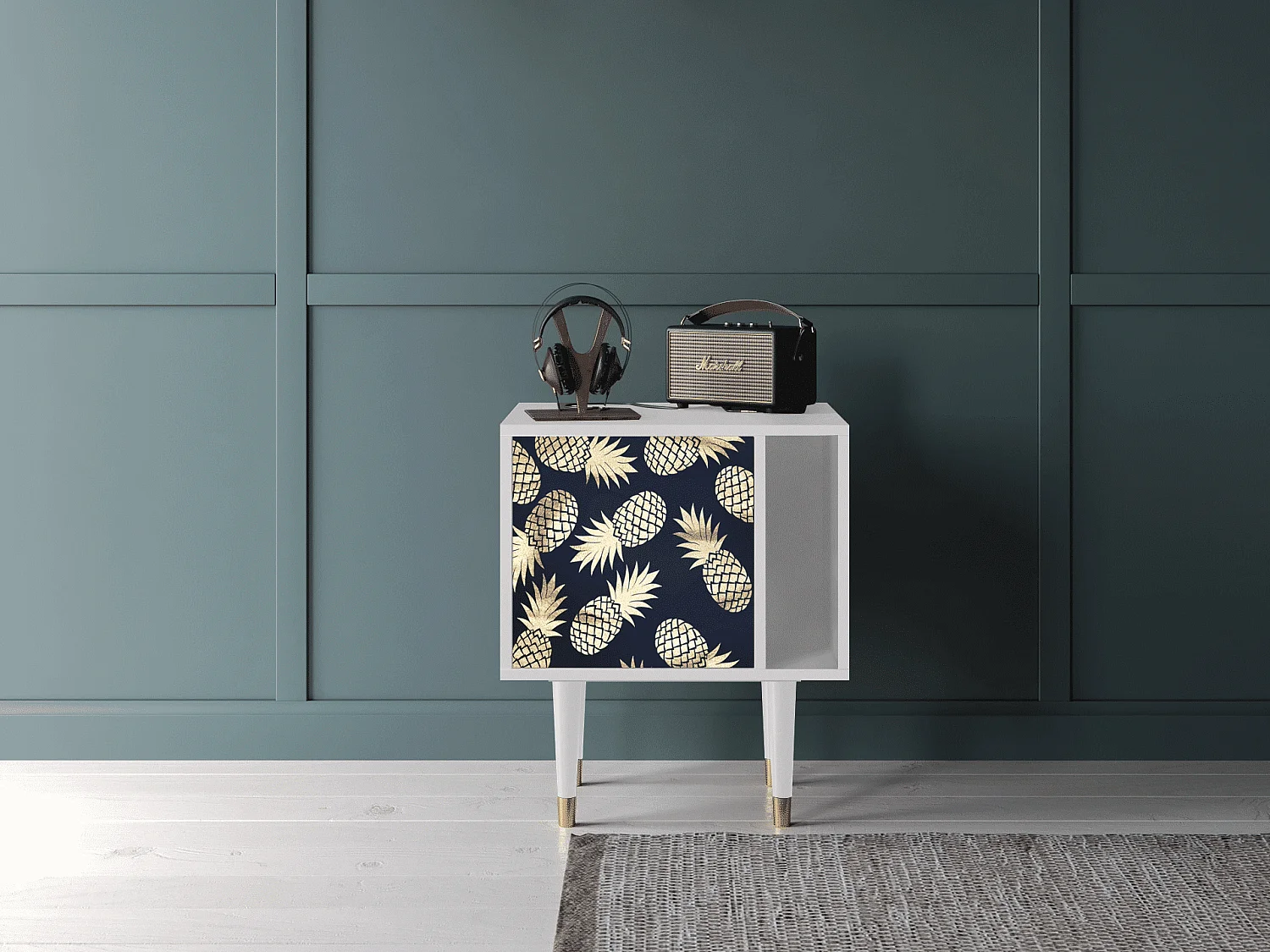 Stolik nocny - 57х69х48 cm - S2 - Sunny Pineaple, Biały