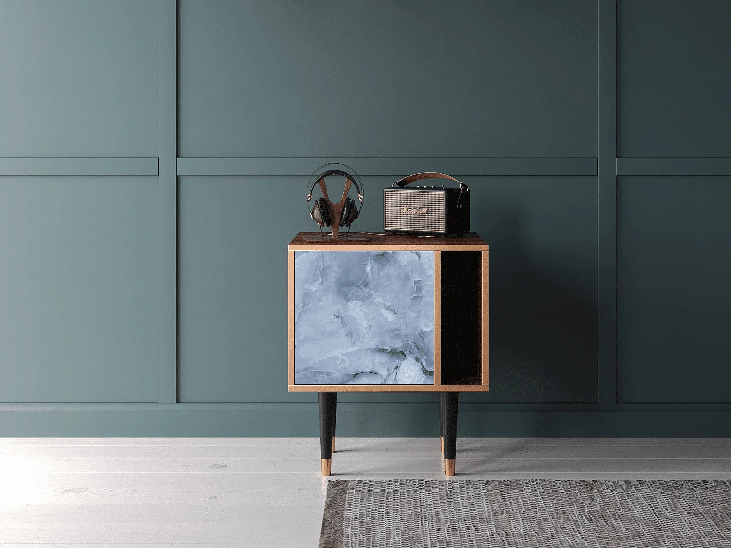 Mesita de noche - 57х69х48 cm - S2 - Feather Ice, Nogal