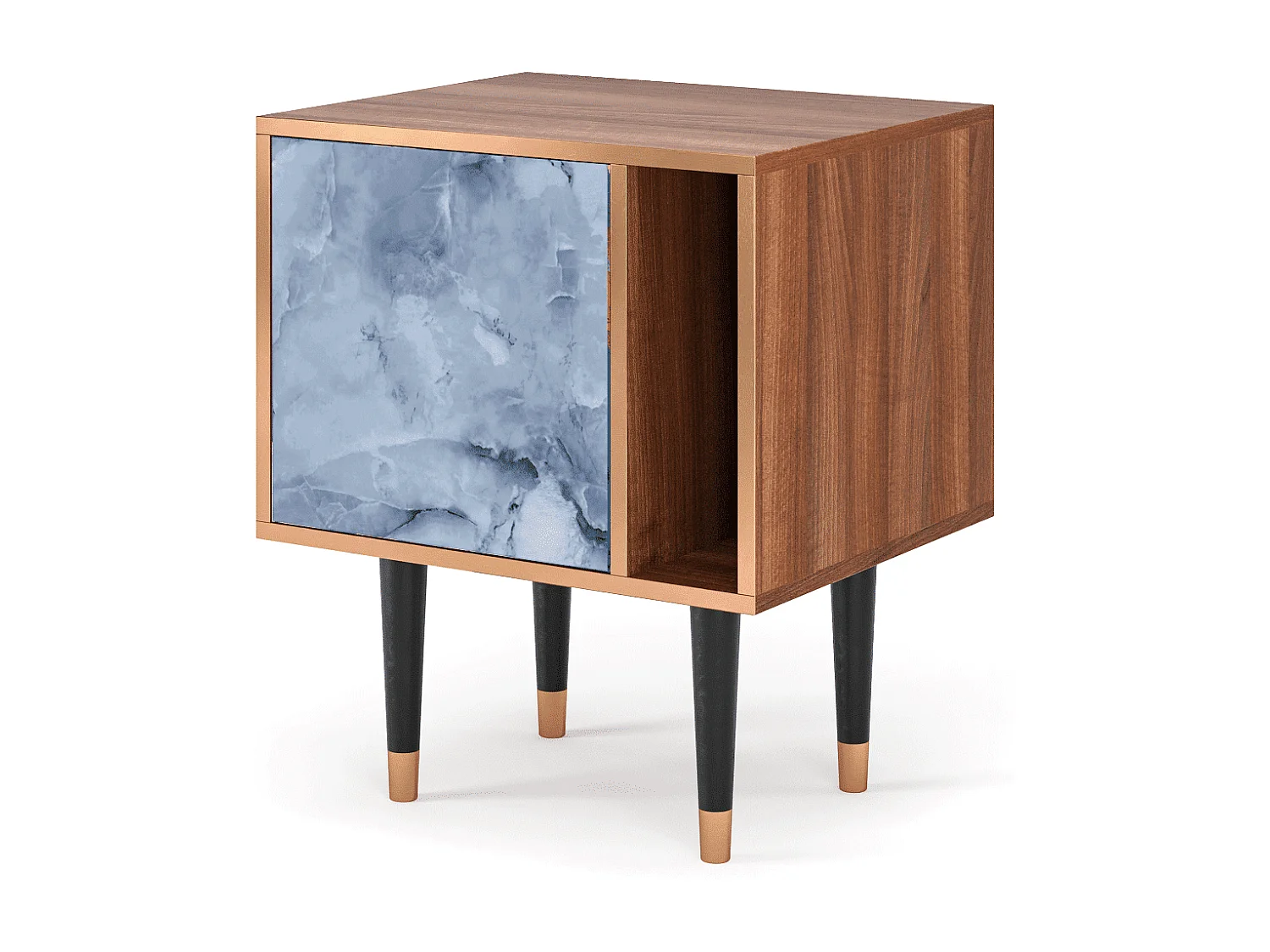 Stolik nocny - 57х69х48 cm - S2 - Feather Ice, Orzech