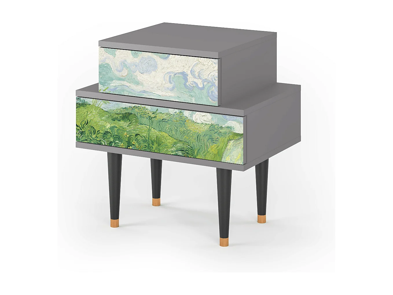 Stolik nocny - 58х58х41 cm - NS1 - Green Wheat Fields, Szary