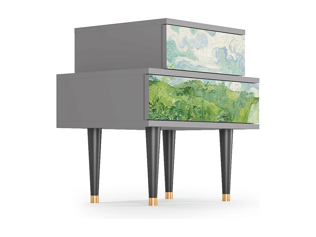 Stolik nocny - 58х58х41 cm - NS1 - Green Wheat Fields, Szary