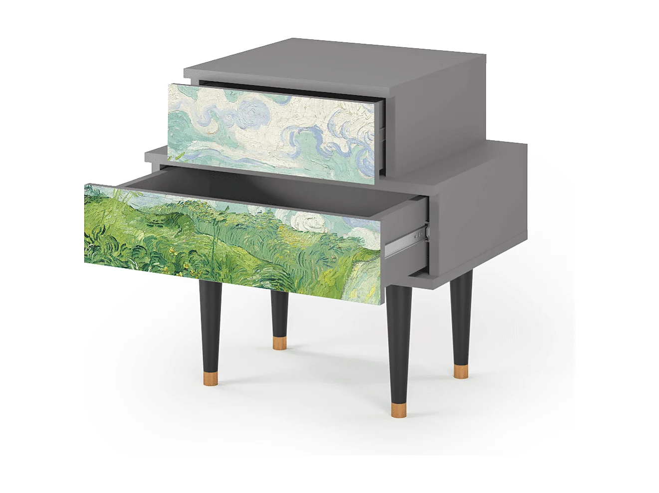 Stolik nocny - 58х58х41 cm - NS1 - Green Wheat Fields, Szary