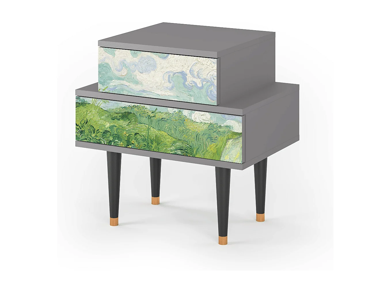 Nachtkastje - 58х58х41 cm - NS1 - Green Wheat Fields, Grijs