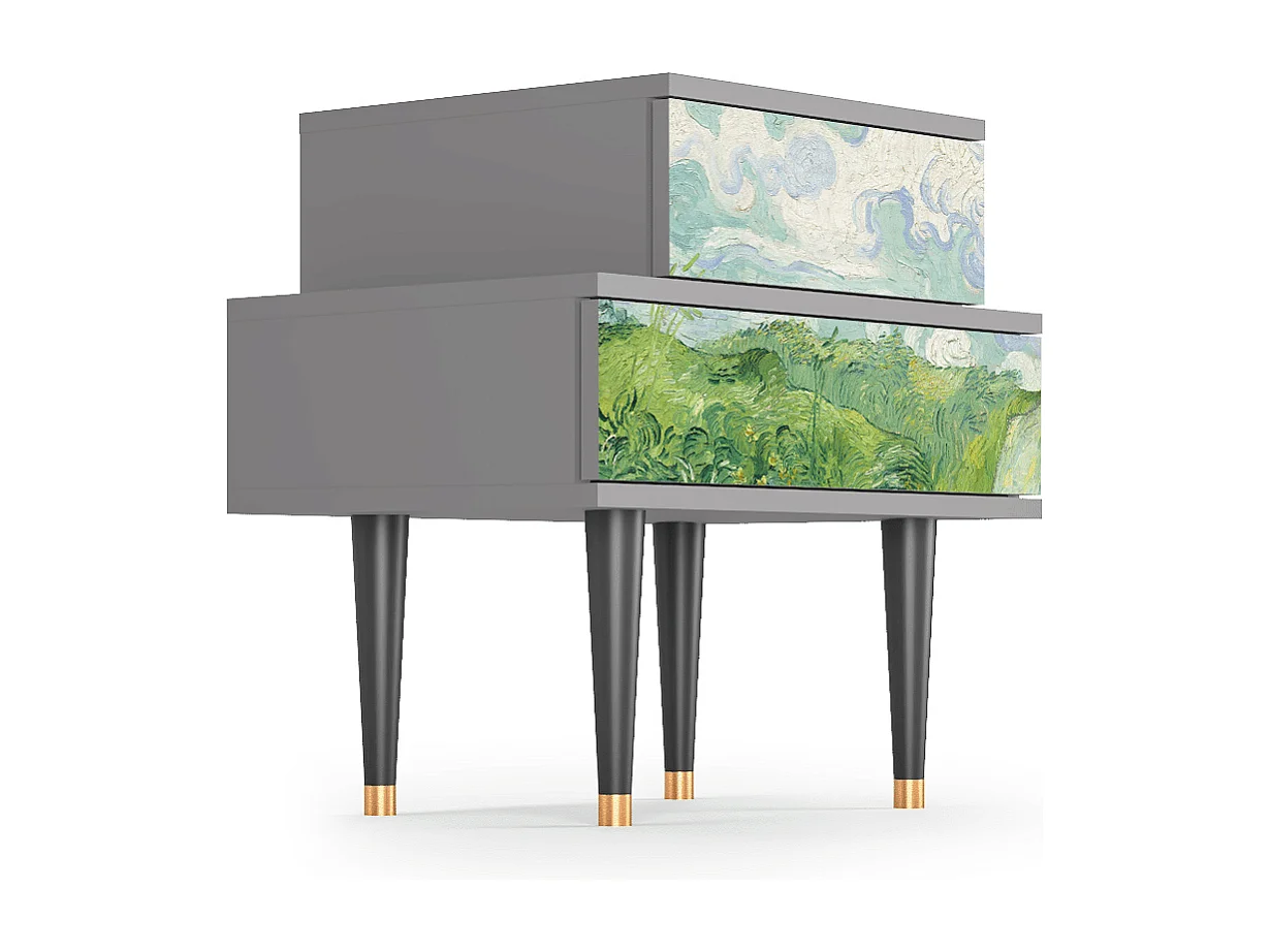 Nachtkastje - 58х58х41 cm - NS1 - Green Wheat Fields, Grijs