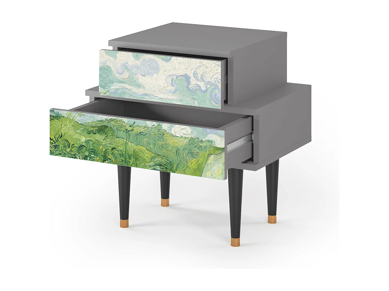 Nachtkastje - 58х58х41 cm - NS1 - Green Wheat Fields, Grijs