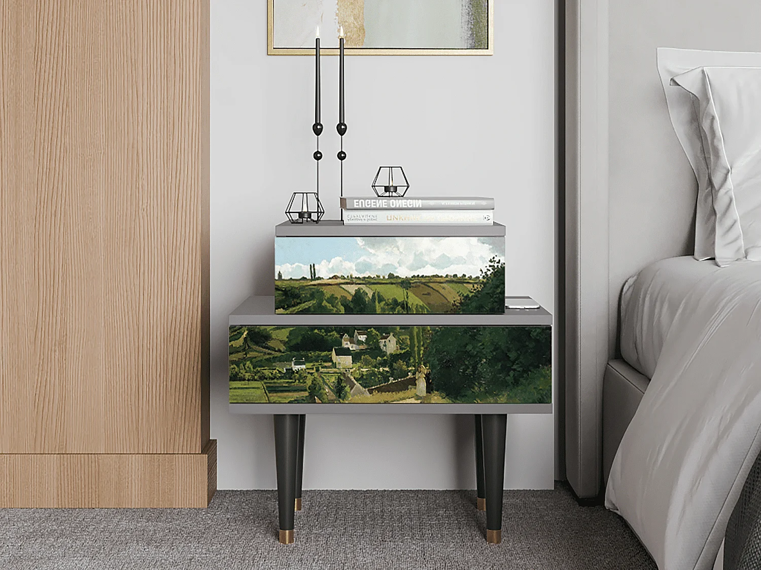 Table de nuit - 58х58х41 cm - NS1 - Jalais Hill by Pissarro, Gris