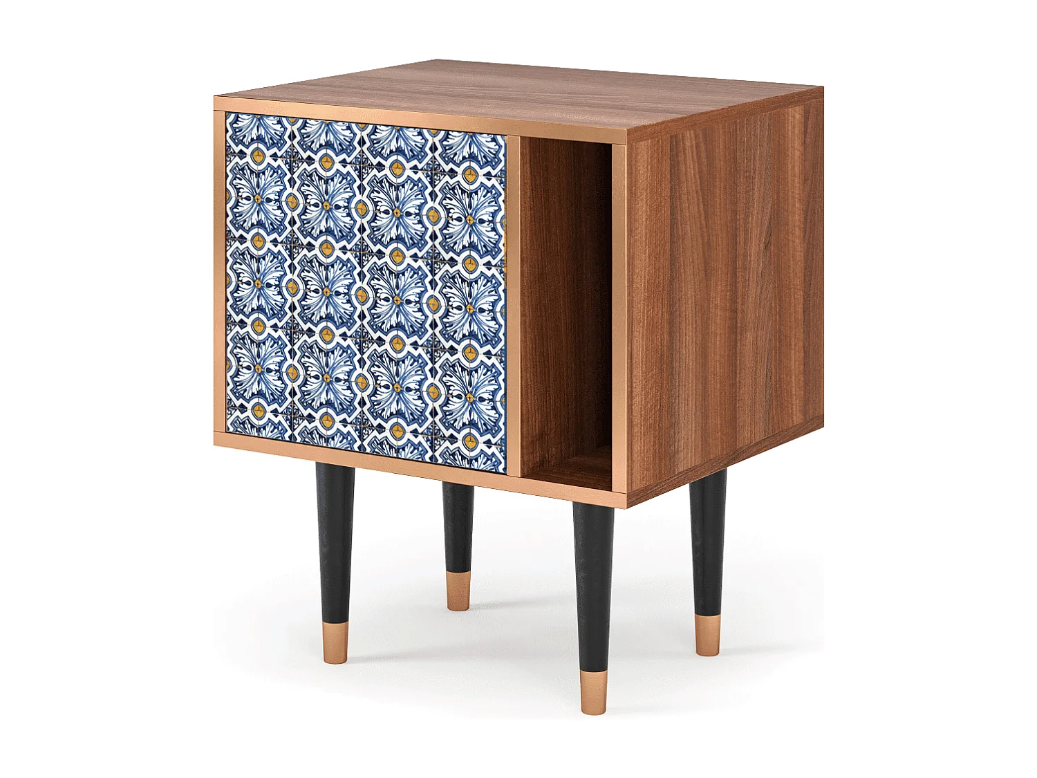 Table de nuit - 57х69х48 cm - S2 - Lovely Cornflowers, Noyer