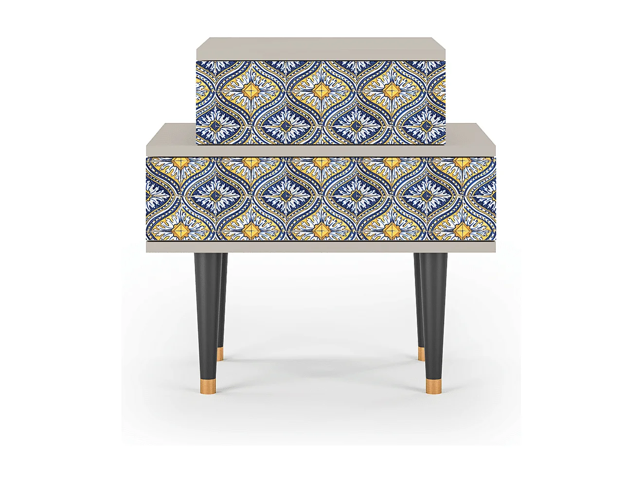 Stolik nocny - 58х58х41 cm - NS1 - Illusory Pattern, Piaskowy