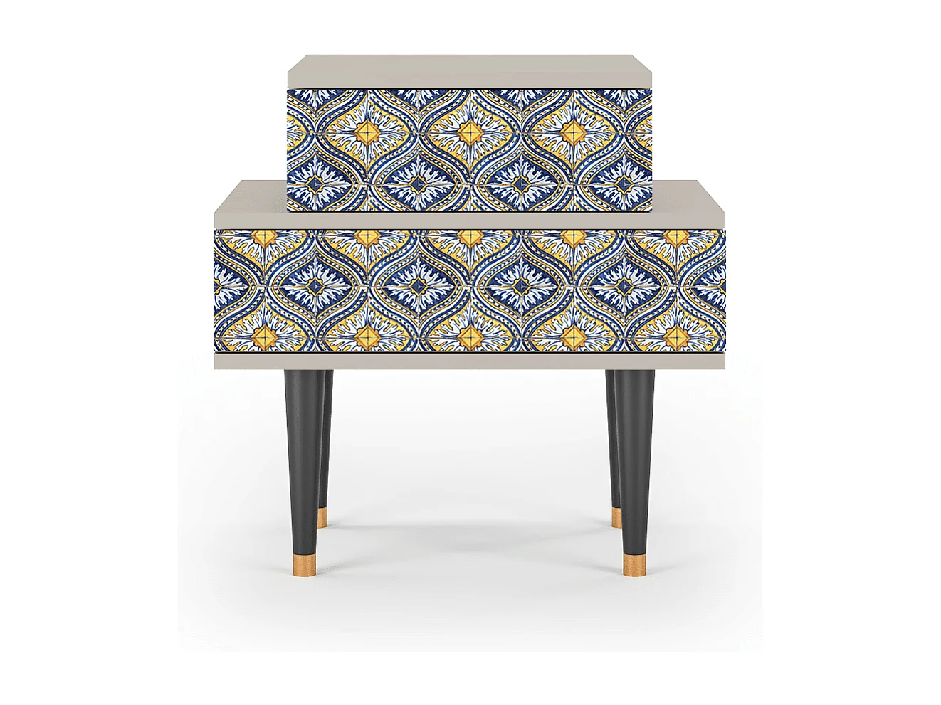 Stolik nocny - 58х58х41 cm - NS1 - Illusory Pattern, Piaskowy