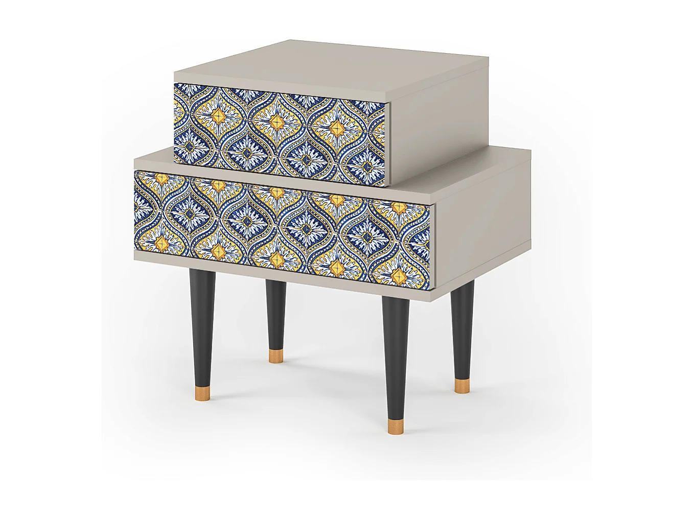 Stolik nocny - 58х58х41 cm - NS1 - Illusory Pattern, Piaskowy