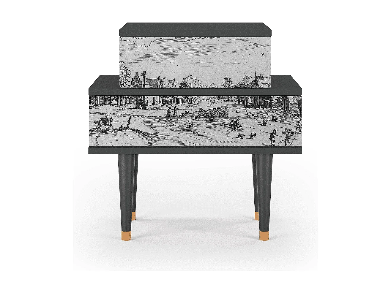 Comodino - 58х58х41 cm - NS1 - Country Village, Antracite