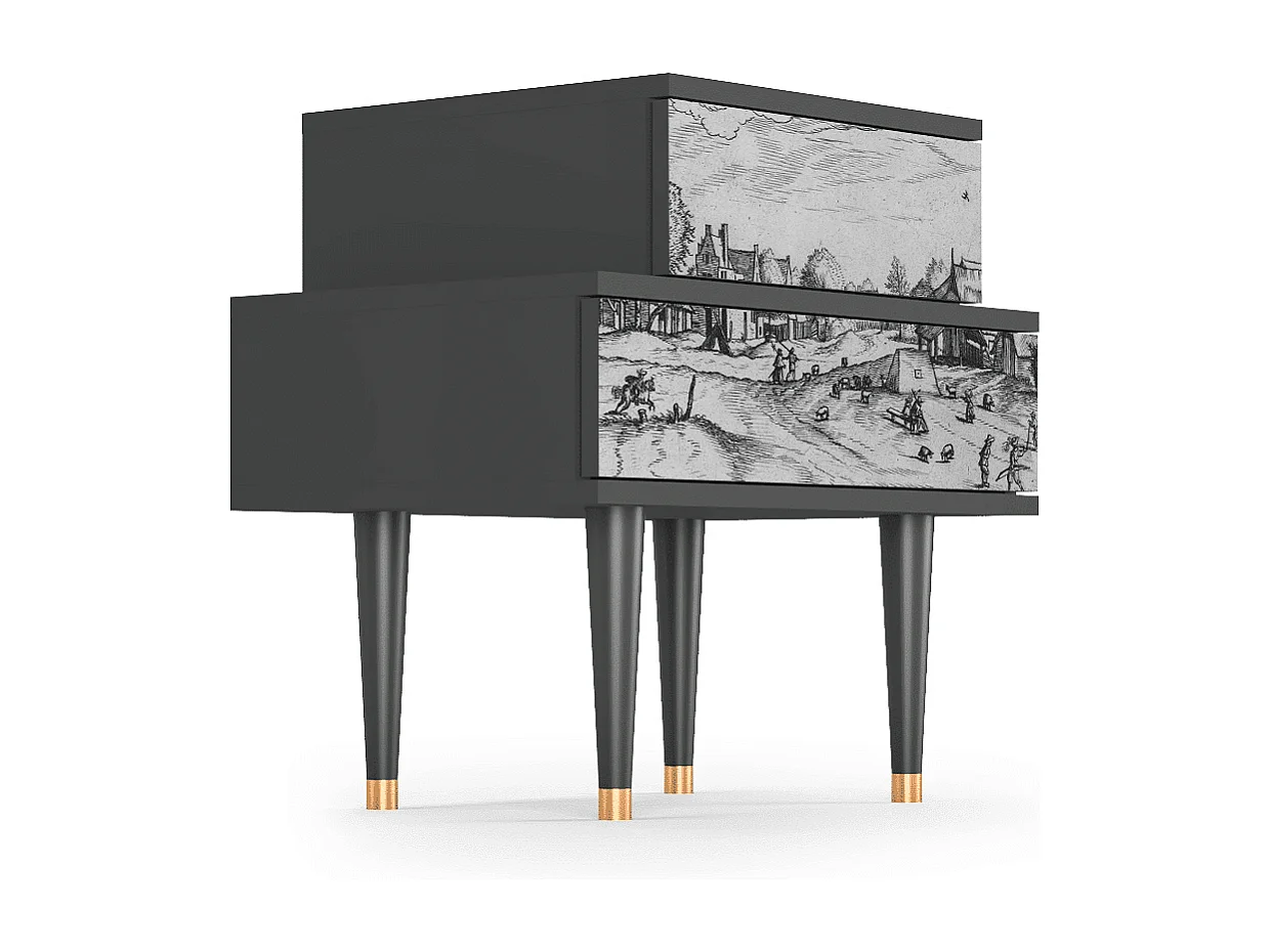 Nachtkastje - 58х58х41 cm - NS1 - Country Village, Antraciet