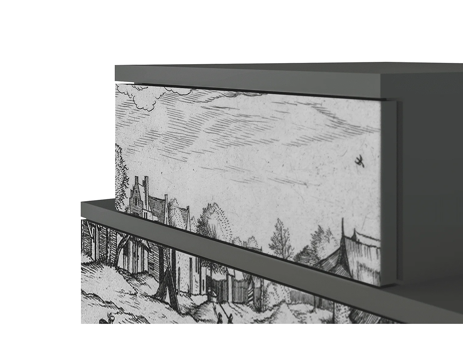 Table de nuit - 58х58х41 cm - NS1 - Country Village, Anthracite