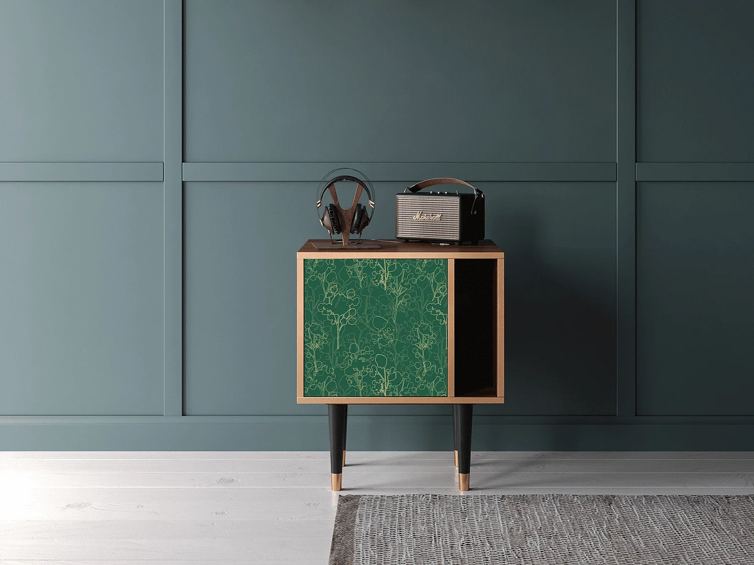 Stolik nocny - 57х69х48 cm - S2 - Emerald Forest, Orzech