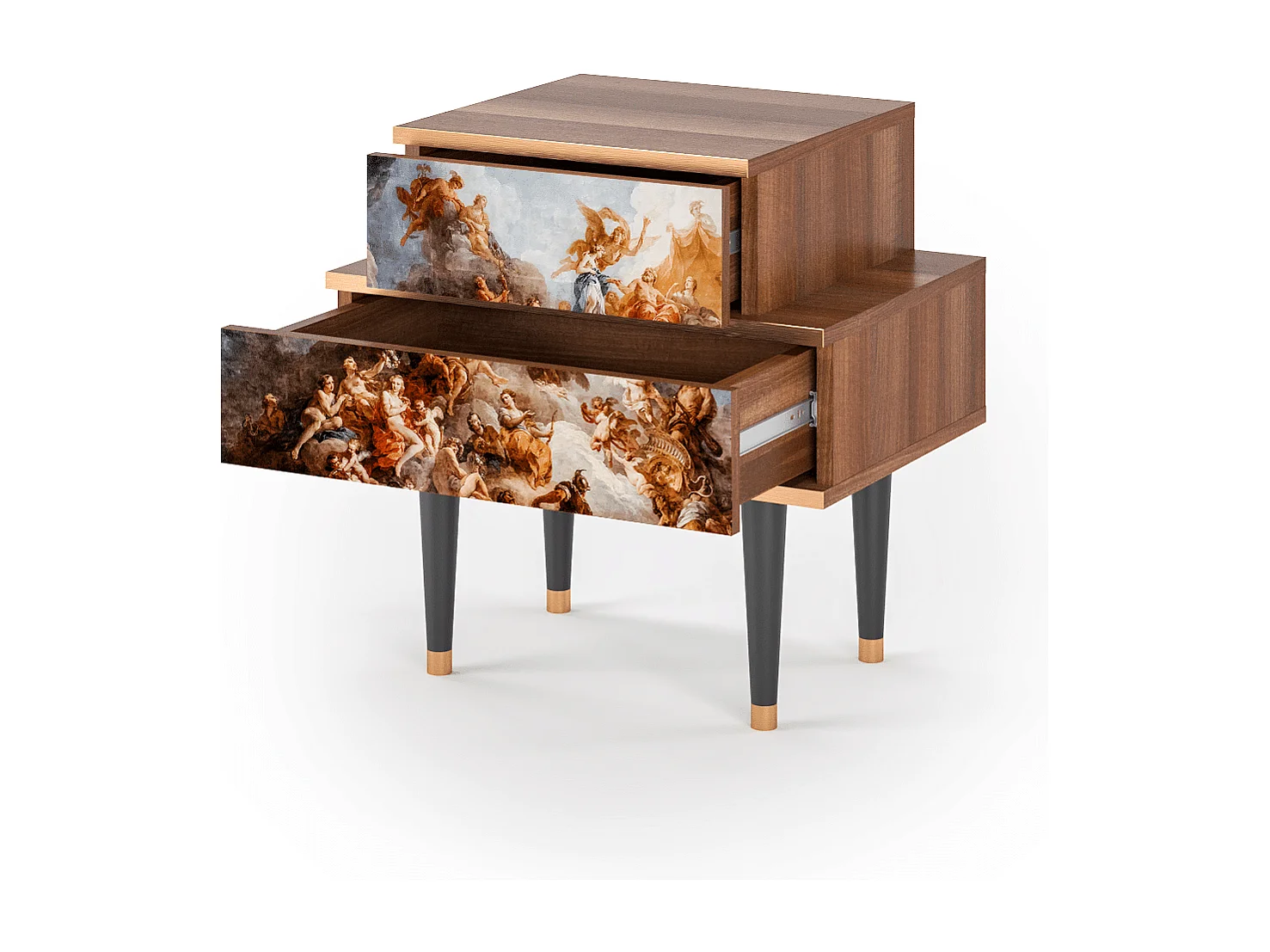 Stolik nocny - 58х58х41 cm - NS1 - Versailles, Orzech