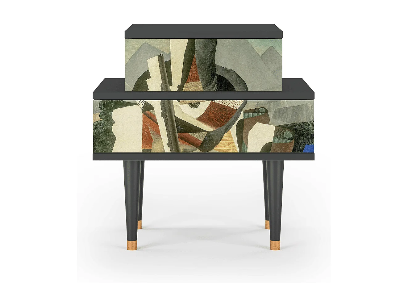 Stolik nocny - 58х58х41 cm - NS1 - The Cubist Paintings , Antracyt