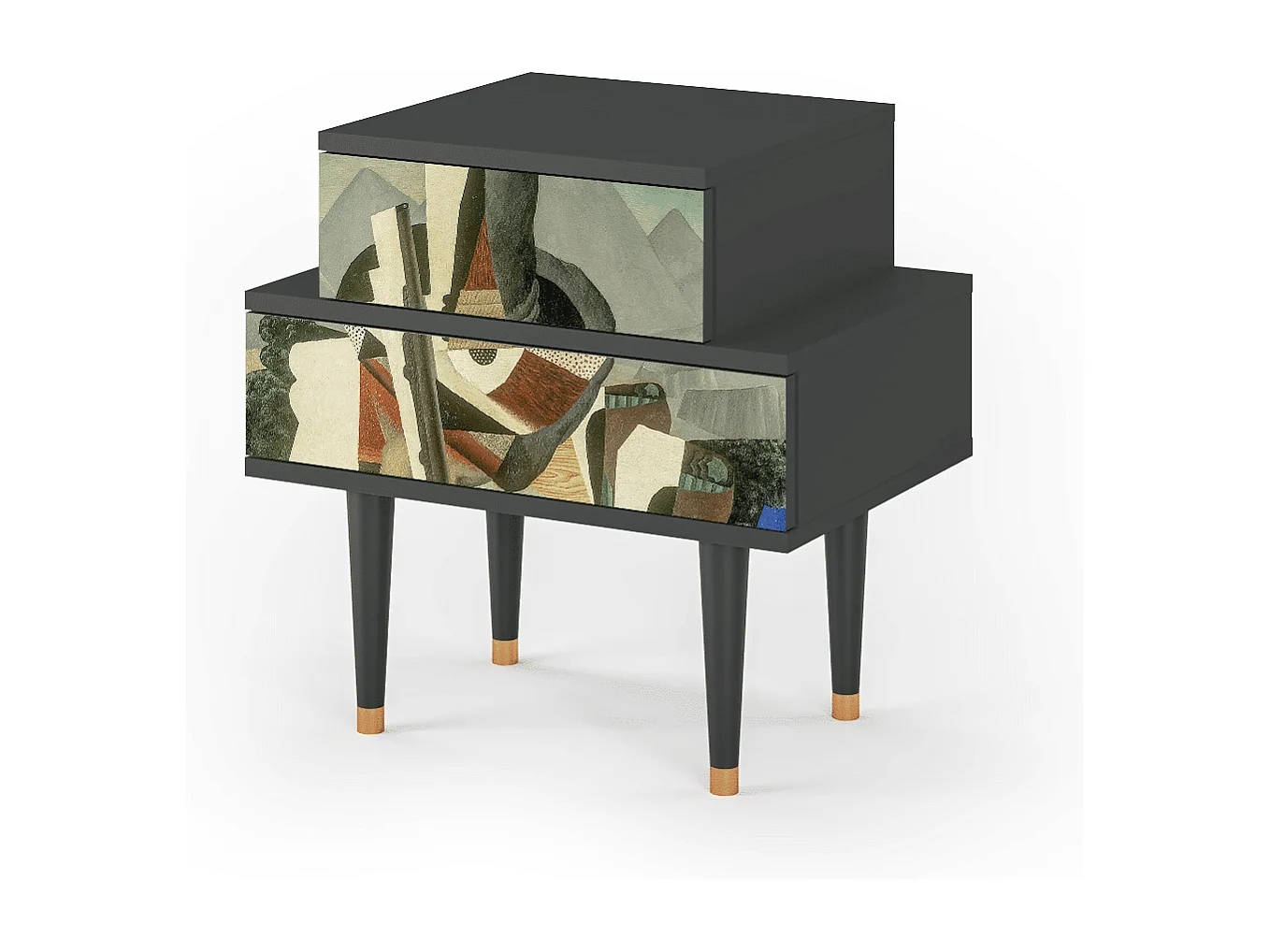 Stolik nocny - 58х58х41 cm - NS1 - The Cubist Paintings , Antracyt