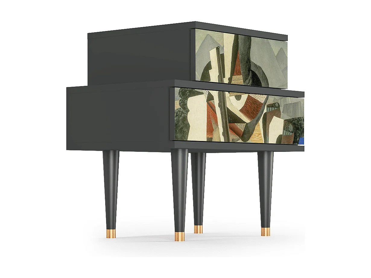 Stolik nocny - 58х58х41 cm - NS1 - The Cubist Paintings , Antracyt