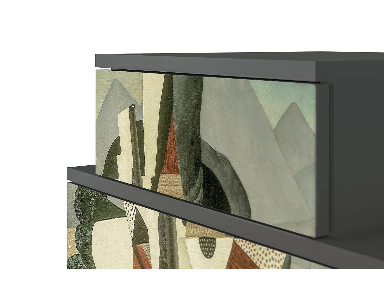 Stolik nocny - 58х58х41 cm - NS1 - The Cubist Paintings , Antracyt