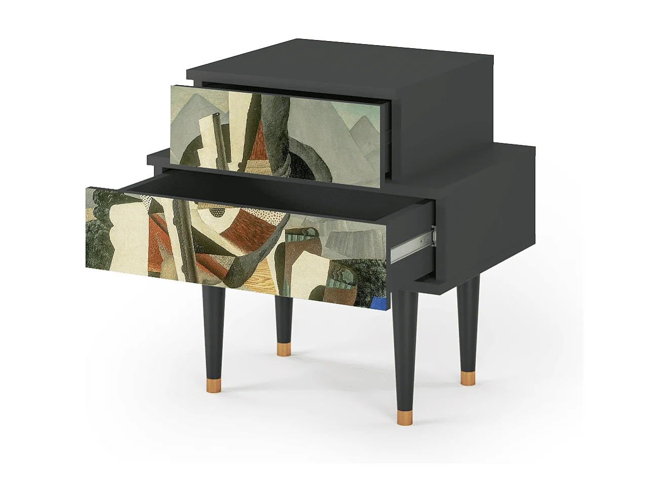 Stolik nocny - 58х58х41 cm - NS1 - The Cubist Paintings , Antracyt