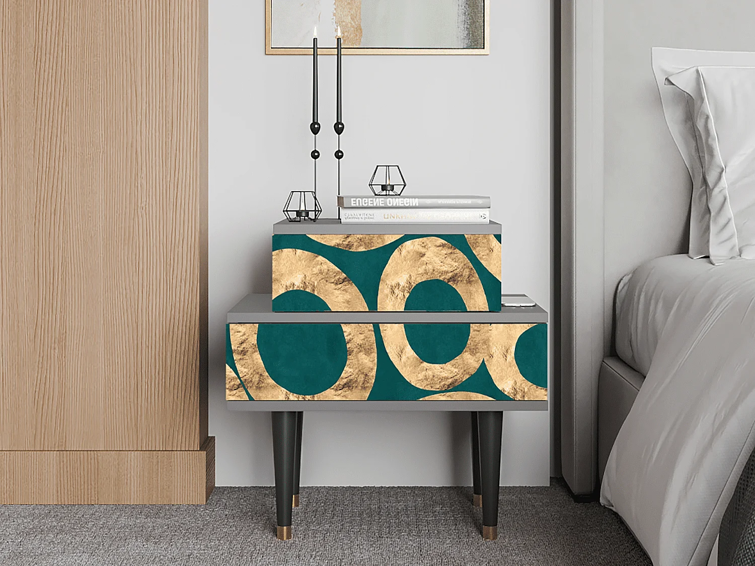 Table de nuit - 58х58х41 cm - NS1 - Zircon Sphere, Gris