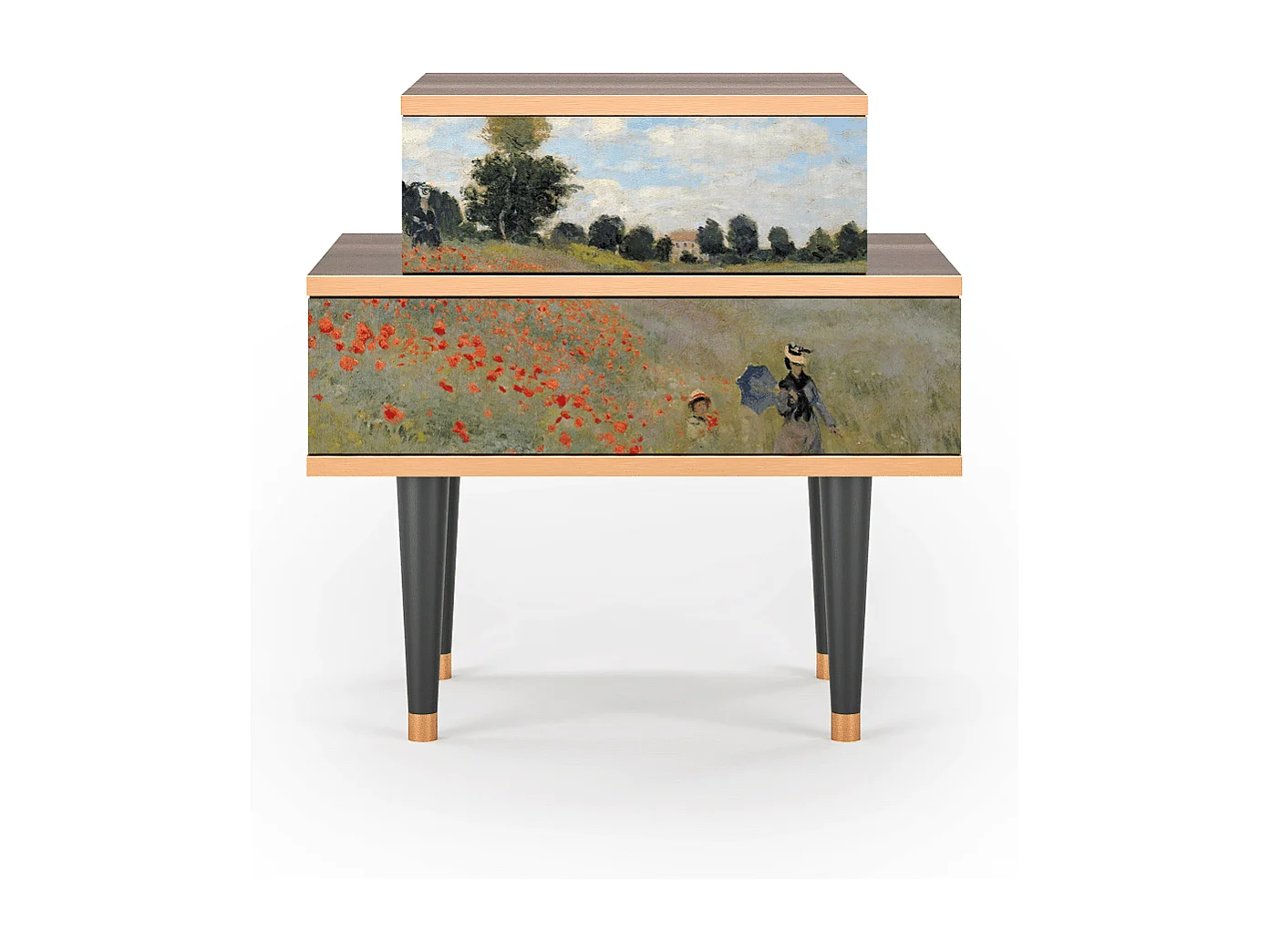 Table de nuit - 58х58х41 cm - NS1 - The Poppy Field   , Noyer
